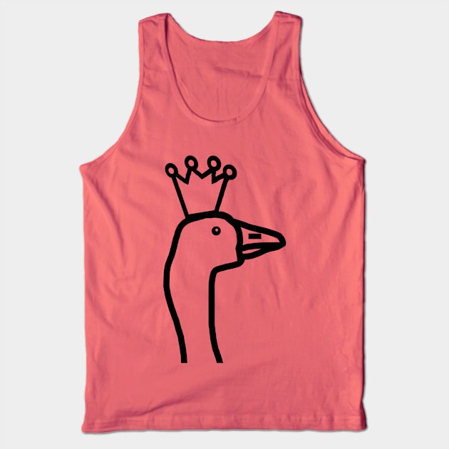 Portrait of a Cute Goose Wearing a Crown Outline Tank Top by ellenhenryart